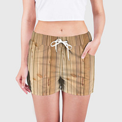 Шорты женские Деревянная обшивка, цвет: 3D-принт — фото 2