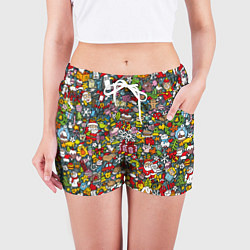 Шорты женские Рождественский коллаж, цвет: 3D-принт — фото 2