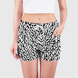 Шорты женские Шрифт на чёрном, цвет: 3D-принт — фото 2