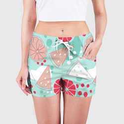 Шорты женские Арбузно-цитрусовый узор, цвет: 3D-принт — фото 2