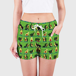 Шорты женские Авокадо Зарядка, цвет: 3D-принт — фото 2