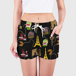 Шорты женские Париж, цвет: 3D-принт — фото 2