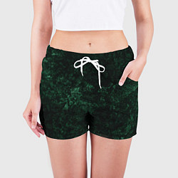 Шорты женские Темно-зеленый мраморный узор, цвет: 3D-принт — фото 2