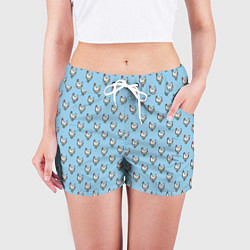 Шорты женские Белая курочка паттерн, цвет: 3D-принт — фото 2