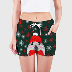 Шорты женские Зимний кролик и снежинки, цвет: 3D-принт — фото 2