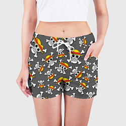 Шорты женские Ван-Пис, Мугивара узор, цвет: 3D-принт — фото 2