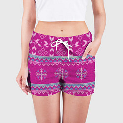 Шорты женские Свитер со снежинками, цвет: 3D-принт — фото 2