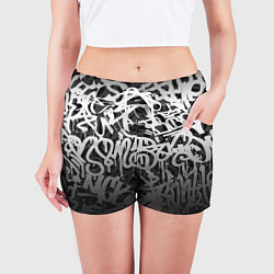 Шорты женские GRAFFITI WHITE TAGS ГРАФФИТИ, цвет: 3D-принт — фото 2