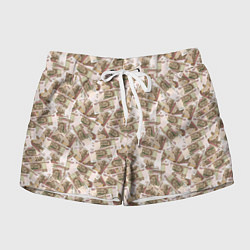 Шорты женские Купюры 100 рублей, цвет: 3D-принт