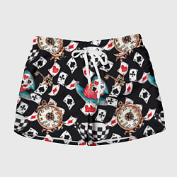Шорты женские Алиса в стране чудес - карты, цвет: 3D-принт