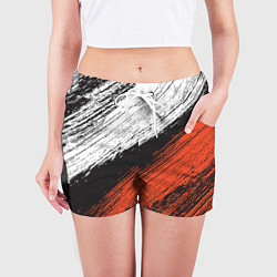 Шорты женские БЕЛО-РЫЖИЙ ГРАНЖ, цвет: 3D-принт — фото 2