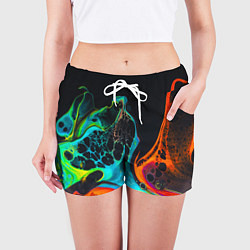 Шорты женские Цветная лава краска, цвет: 3D-принт — фото 2