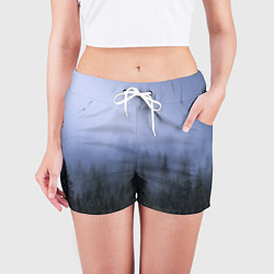 Шорты женские Лес в ночи, цвет: 3D-принт — фото 2