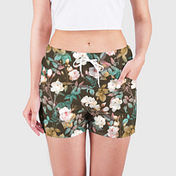 Шорты женские Цветы Розы Садовые, цвет: 3D-принт — фото 2