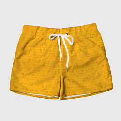 Шорты женские Желтые кирпичики и цветы, цвет: 3D-принт