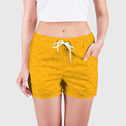 Шорты женские Желтые кирпичики и цветы, цвет: 3D-принт — фото 2