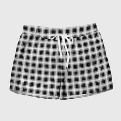 Шорты женские Black and white tartan check, цвет: 3D-принт
