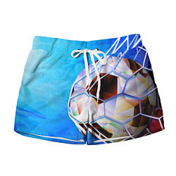 Шорты женские Футбольный мяч в сетке ворот, цвет: 3D-принт