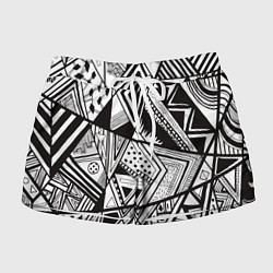 Шорты женские Черно белый узор, цвет: 3D-принт