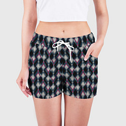 Шорты женские Классический ромбовидный текстурированный узор на, цвет: 3D-принт — фото 2