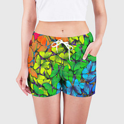 Шорты женские Бабочки и радуга, цвет: 3D-принт — фото 2