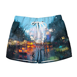 Шорты женские Город через дождевое стекло, цвет: 3D-принт