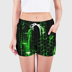 Шорты женские Зелёный программный код, цвет: 3D-принт — фото 2