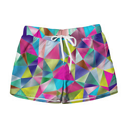 Шорты женские Радужные трехмерные треугольники, цвет: 3D-принт