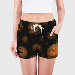 Шорты женские Парящие тыквы Джека, цвет: 3D-принт — фото 2
