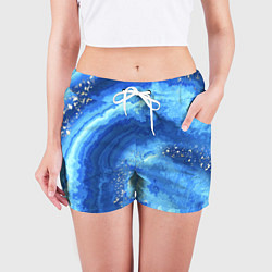 Шорты женские Расплескалась синева абстракция, цвет: 3D-принт — фото 2