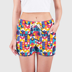 Шорты женские Геометрический орнамент Паттерн, цвет: 3D-принт — фото 2