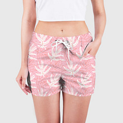 Шорты женские Листья экзотические скетч, цвет: 3D-принт — фото 2