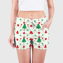 Шорты женские Праздничные ёлочки, цвет: 3D-принт — фото 2