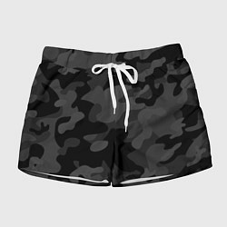 Шорты женские Черный ночной камуфляж, цвет: 3D-принт