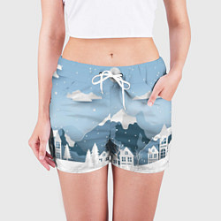 Шорты женские Зимний день, цвет: 3D-принт — фото 2
