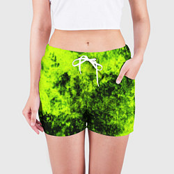 Шорты женские Яркий неоновый салатовый гранж, цвет: 3D-принт — фото 2