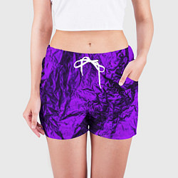 Шорты женские Фиолетовая фольга, цвет: 3D-принт — фото 2