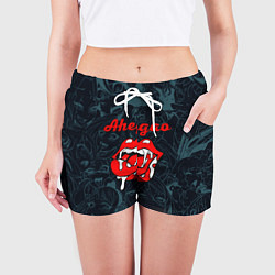 Шорты женские Ахегао рот -ahegao lips, цвет: 3D-принт — фото 2