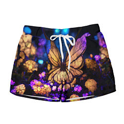 Шорты женские Цветок бабочка midjouney, цвет: 3D-принт