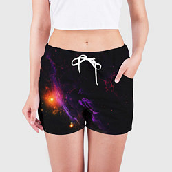 Шорты женские Неоновое пространство космоса, цвет: 3D-принт — фото 2