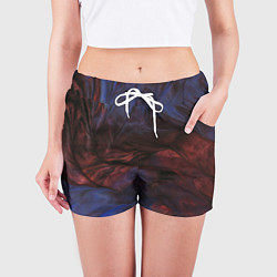 Шорты женские Тёмные переливающиеся волны с блёстками, цвет: 3D-принт — фото 2