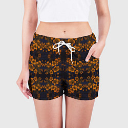 Шорты женские Желто-оранжевые нежные цветы, цвет: 3D-принт — фото 2