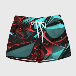 Шорты женские Красные и бирюзовые объекты, цвет: 3D-принт