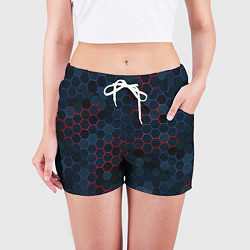 Шорты женские Соты с красным и синим, цвет: 3D-принт — фото 2