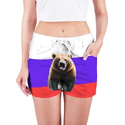 Шорты женские Медведь на флаге, цвет: 3D-принт — фото 2