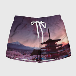 Шорты женские Японский городок, цвет: 3D-принт
