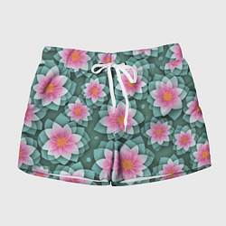 Шорты женские Цветы с оптическим эффектом, цвет: 3D-принт