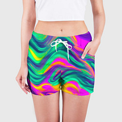 Шорты женские Градиентные цветные волны, цвет: 3D-принт — фото 2