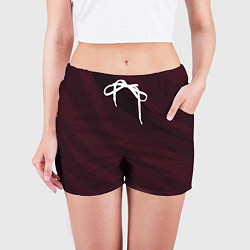 Шорты женские Бордовый плавные полосы, цвет: 3D-принт — фото 2
