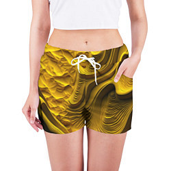 Шорты женские Объемная желтая текстура, цвет: 3D-принт — фото 2